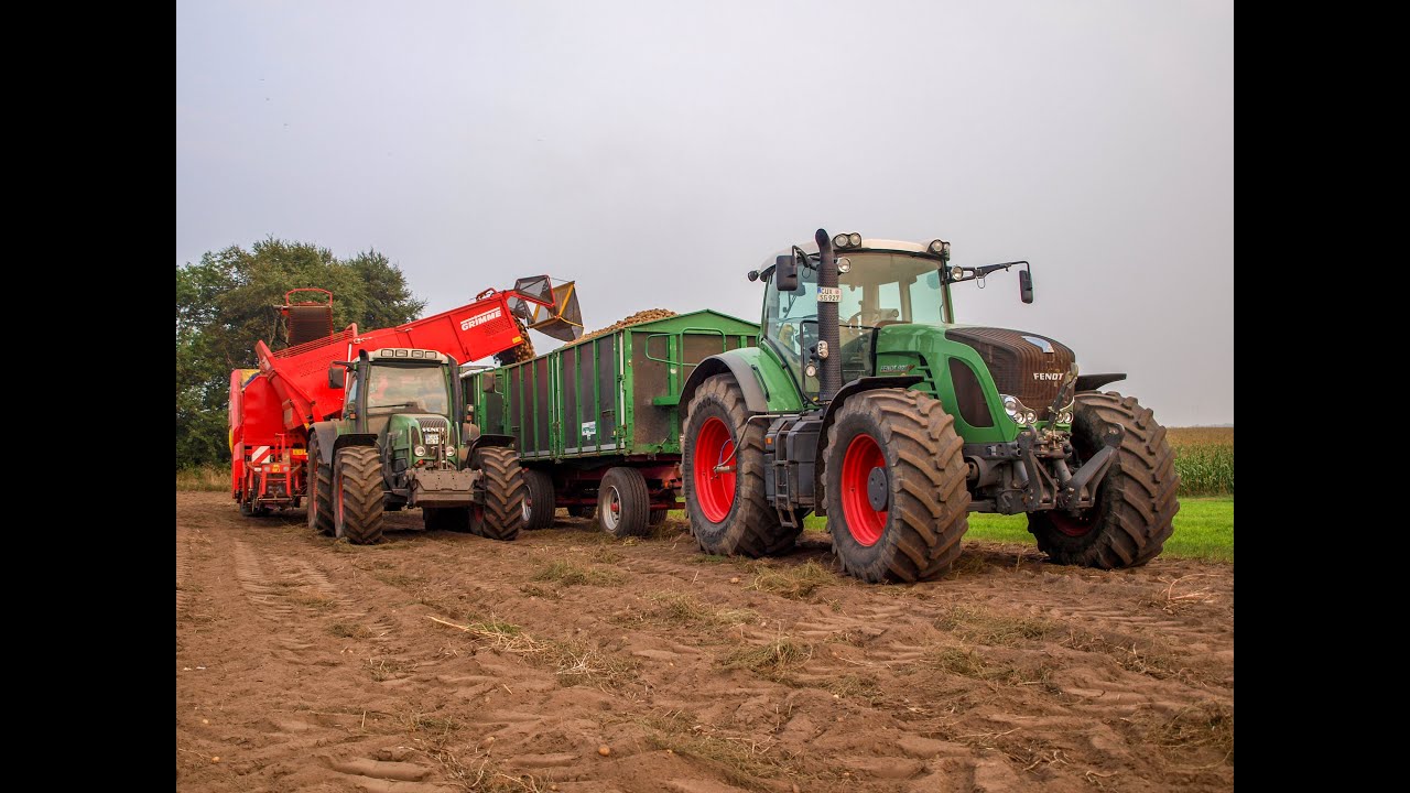 Fendt 927,716 am Kartoffeln Roden mit Grimme, Kr&ouml;ger Agroliner...