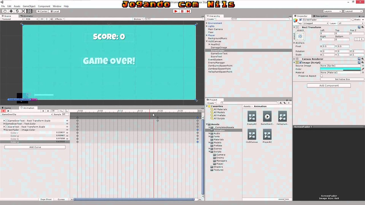 Unity3D - Game Over! - Como fazer animação no Unity - Nightmare - Unity Training Day 2014 - #10