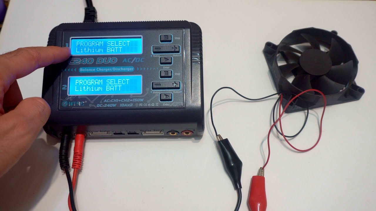 Как подключить вентилятор с помощью зарядного устройства? (HTRC C240 ​​DUO, дополнительная функци...