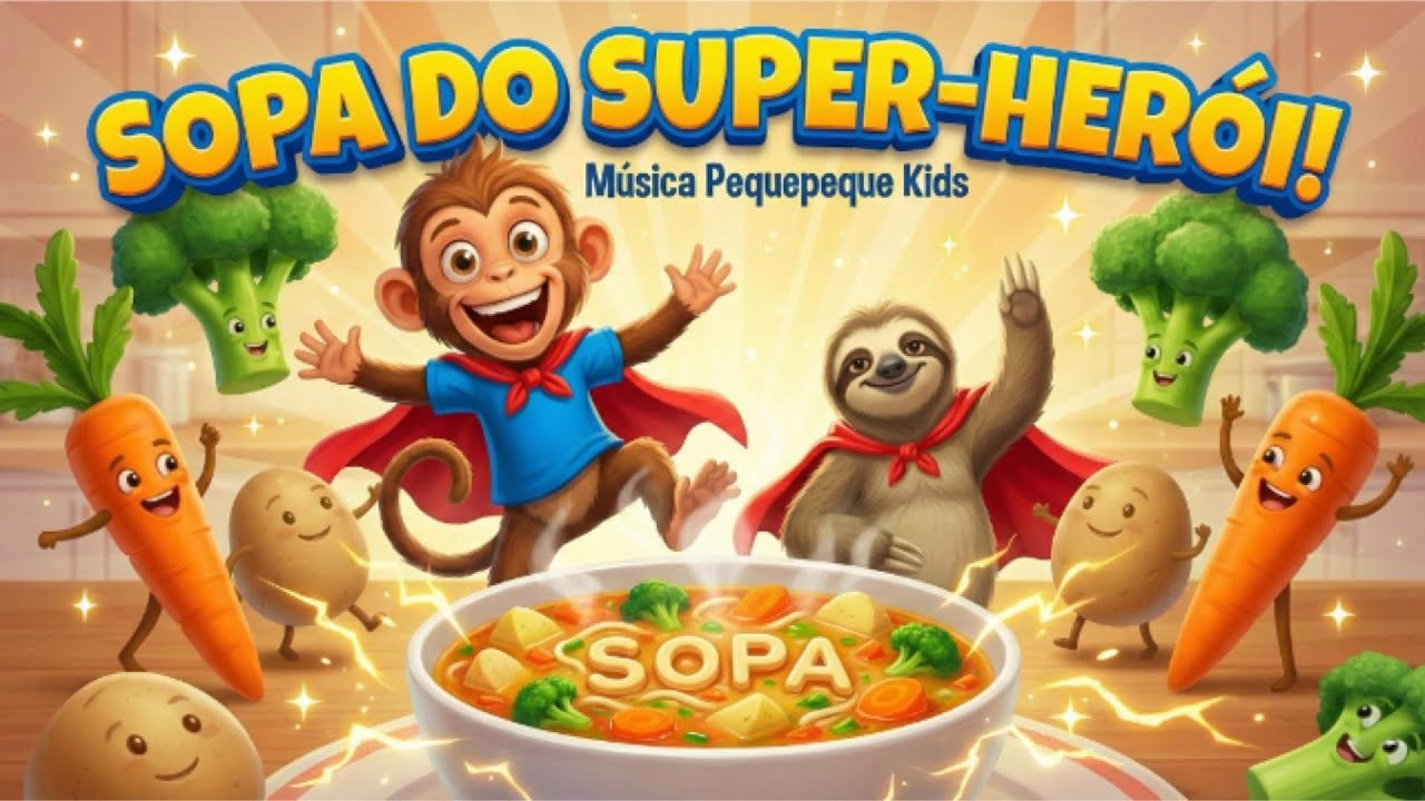 🥣 A Sopa do Super-Herói! Música para Comer e Crescer Forte | Pequepeque Kids