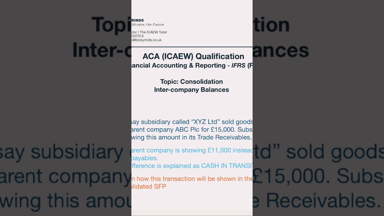 How to solve inter-company Consolidation SFP in less than 60 seconds #fun #aca #learn #enjoy