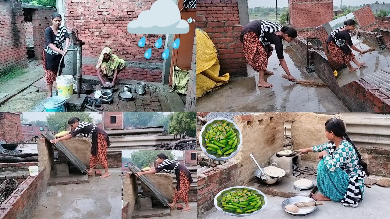 🌺 तूफानी बारिश में कैसे करती हूं ये सब काम ☔ Morning Routine ln Heavy Rain 🌧️Village    Indian girls