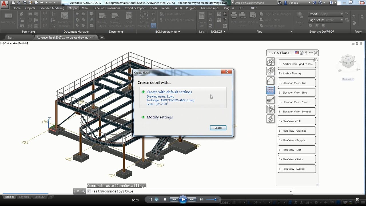 Advance Steel - Simplified way to create drawings