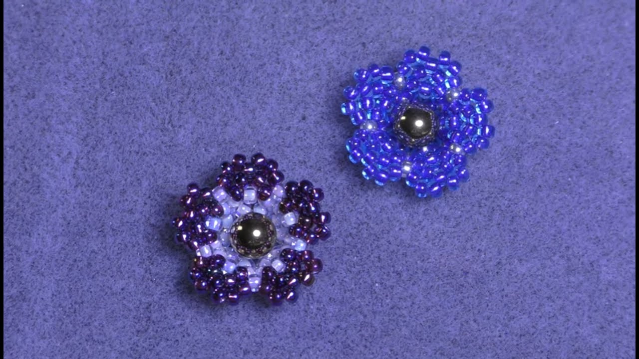 Tutorial: Beaded flower, Repeat. Цветочек из бисера, повтор из крупного бисера.