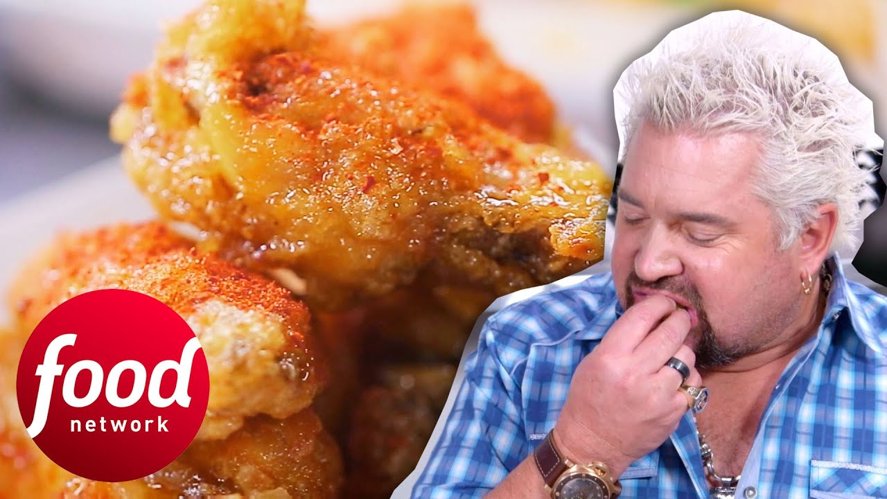 Guy Fieri Tries An American-Asian Mix: Szechuan Parmesan Chicken Wings | Diners, Drive-Ins & Dives