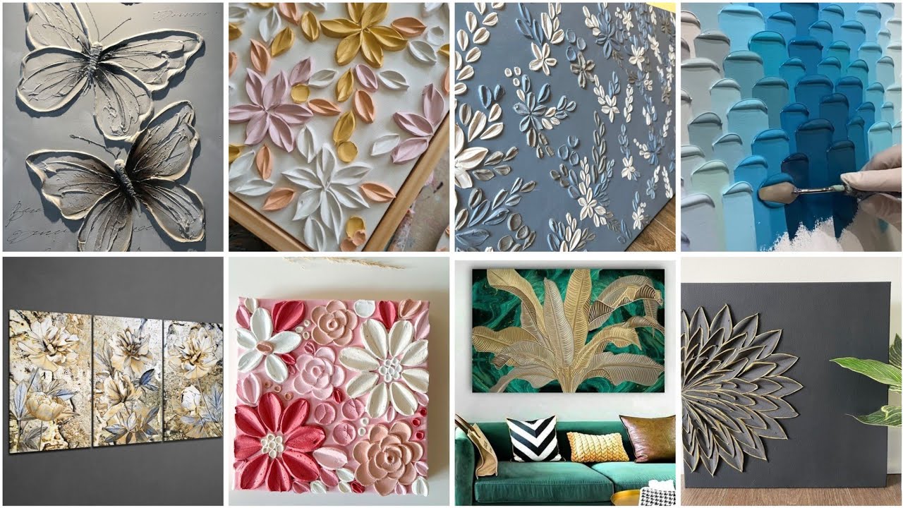 أفكار✨عمل لوحات فنية بالمعجون البارز للمبتدئيين بسيط وراقي #craft #diy #ideas #deco #اعمال_يدوية