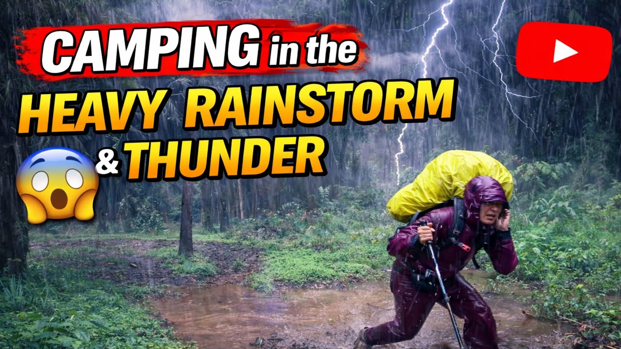Camping in Heavy Rain Rainstorm 