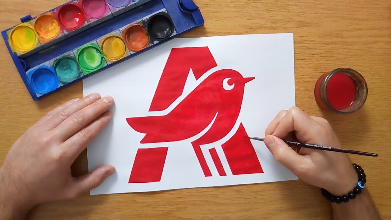 How to draw an Auchan logo - Cómo dibujar el logo de Alcampo - Comment dessiner le logo Auchan