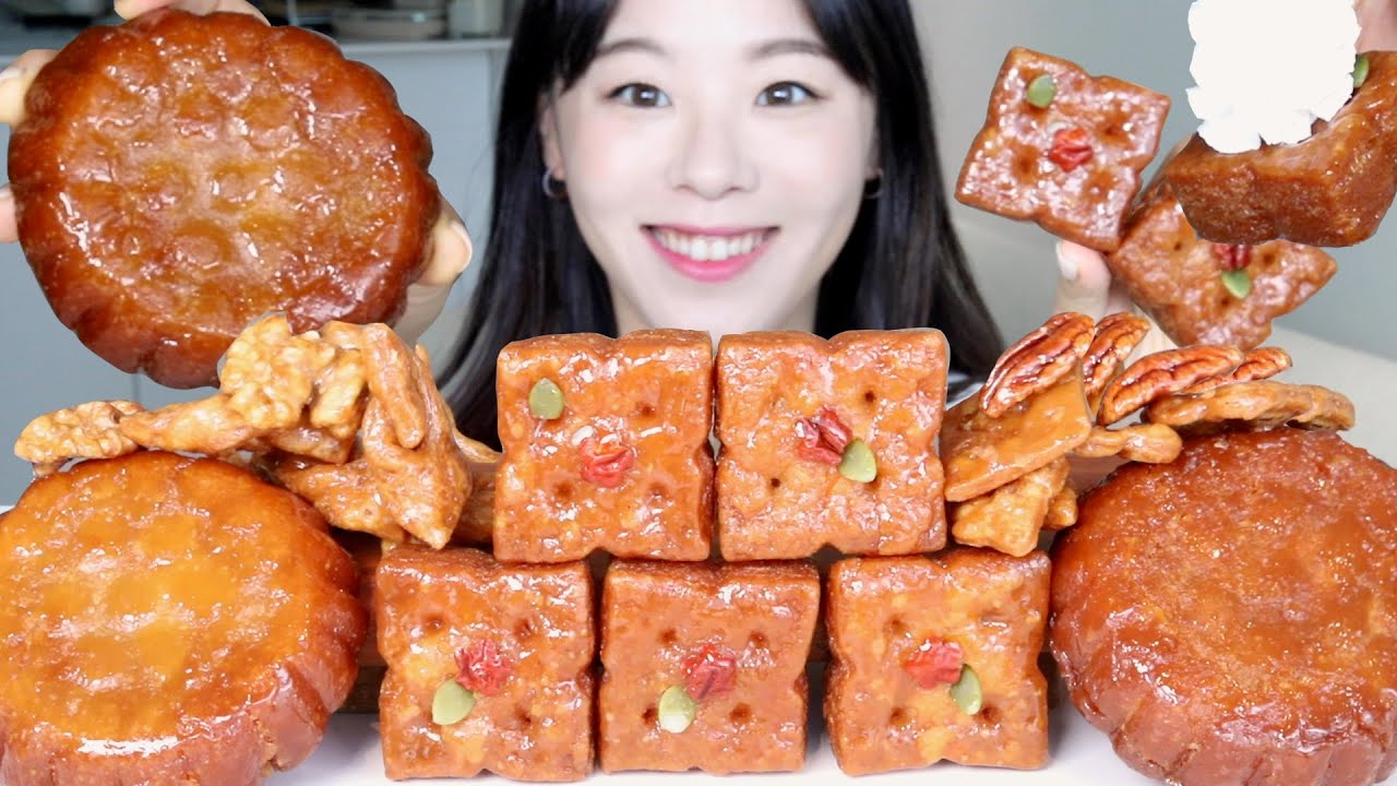 SUB) ASMR Якгва & Взбитые сливки Мукбанг 🍦 Жареная пшеница Медовое печенье Корейский десерт