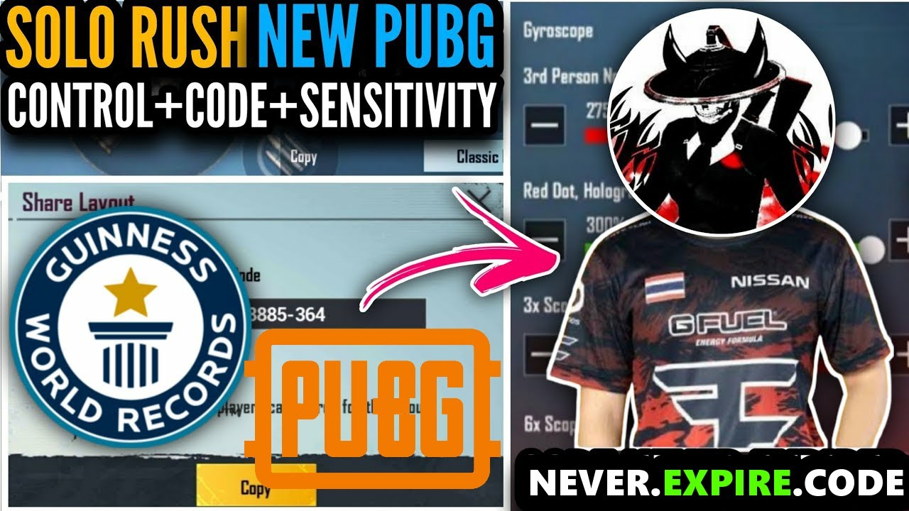[Update PUBG/KR] @SoloRush03  New Controls Code And Sensitivity Code || Solo Rush Control Layout Code