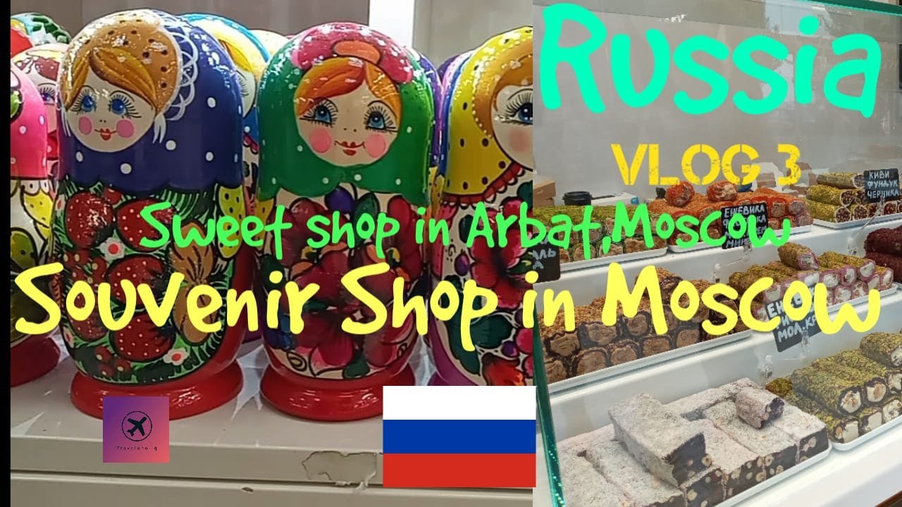 A short tour to a souvenir shop in Arbat Street, Moscow, Russia