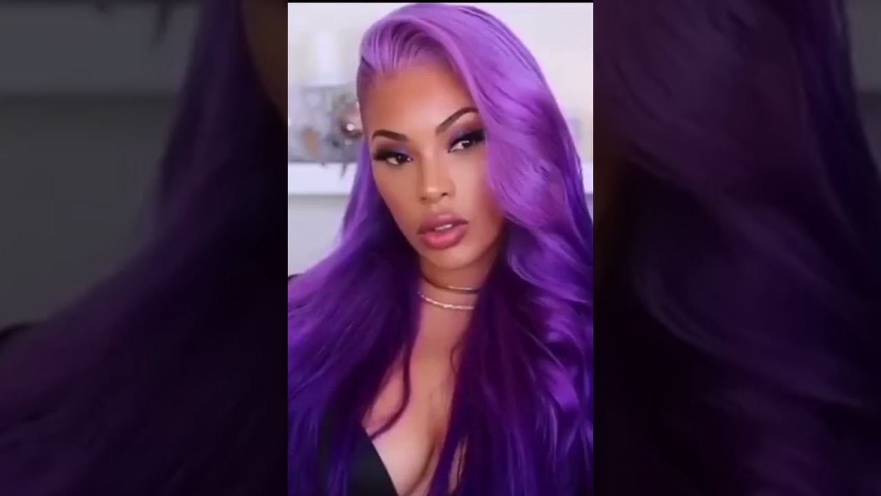 Purple Synthetic Long Lace Front Wig | Buy Link In Description #shorts