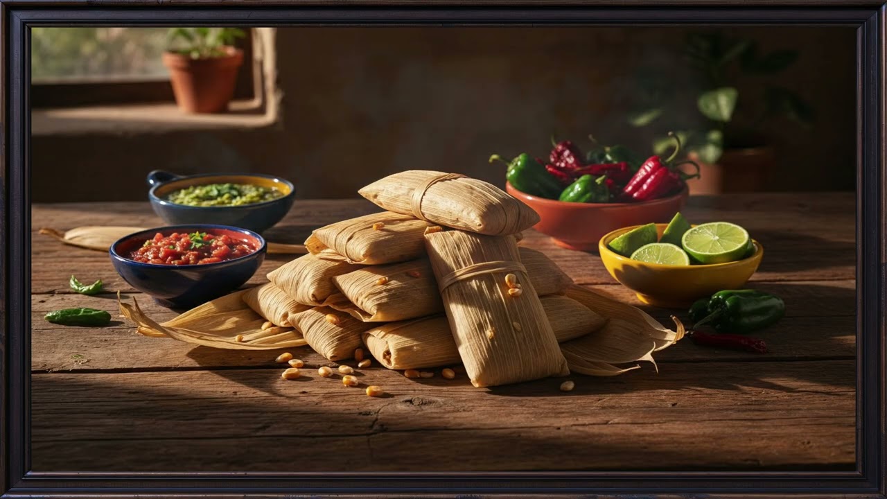 Warm Kitchen Still Life | Tamales in 4K Ambient Food Art (Relaxing Living Portrait)