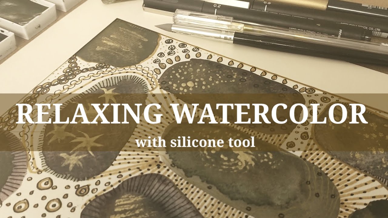 Apply MIXED MEDIA with a SILICONE TOOL onto your ABSTRACT WATERCOLOR