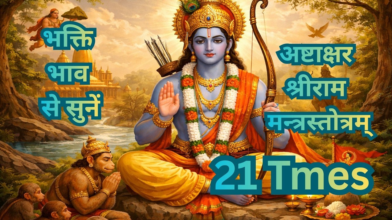अष्टाक्षर श्रीराम मन्त्रस्तोत्रम् | श्रीरामः शरणं मम | Powerful Ram Mantra Stotram | 21 Times #ram