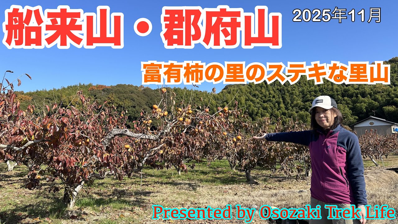 【船来山・郡府山 縦走登山】富有柿の里のステキな里山2座を縦走！オヤツは道の駅で購入した美味しい柿ゆべしを頂きまっす　2025年11月