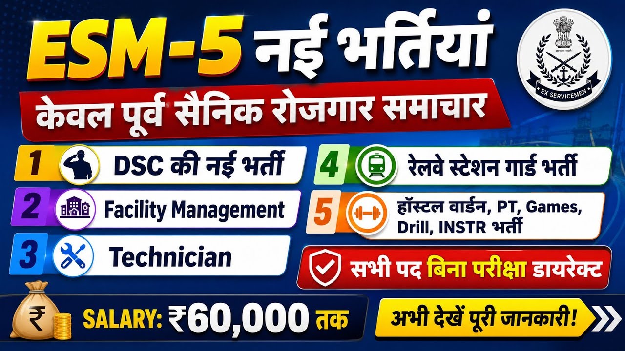 Ex Servicemen Jobs 2026 | पूर्व सैनिकों के लिए नई भर्तियां | Ex servicemen job 
