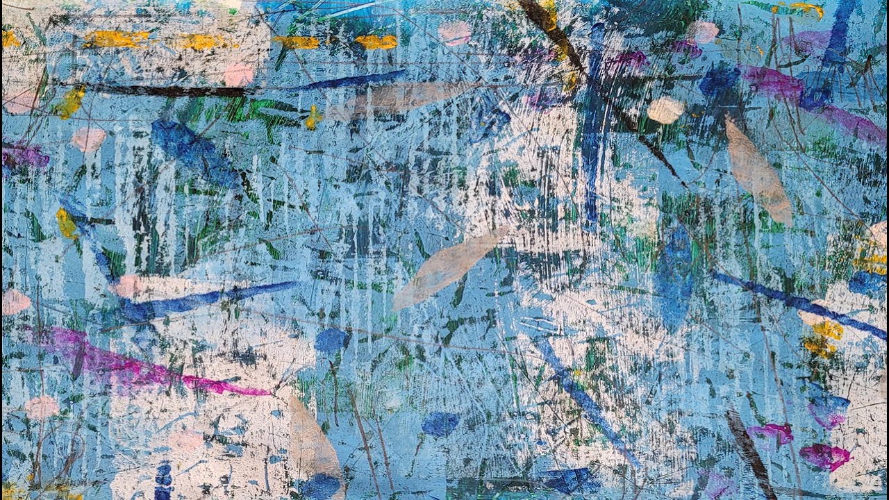 Create a abstract painting/ Monotype-Using rilief ink, acrylic paint, stencil, foam board, cardboard