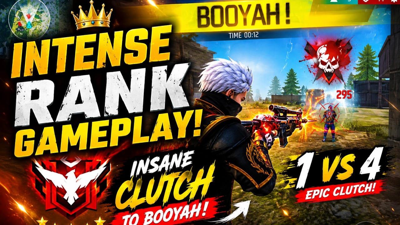 👑 INTENSE RANK GAMEPLAY! 🔥 INSANE CLUTCH TO BOOYAH | FREE FIRE