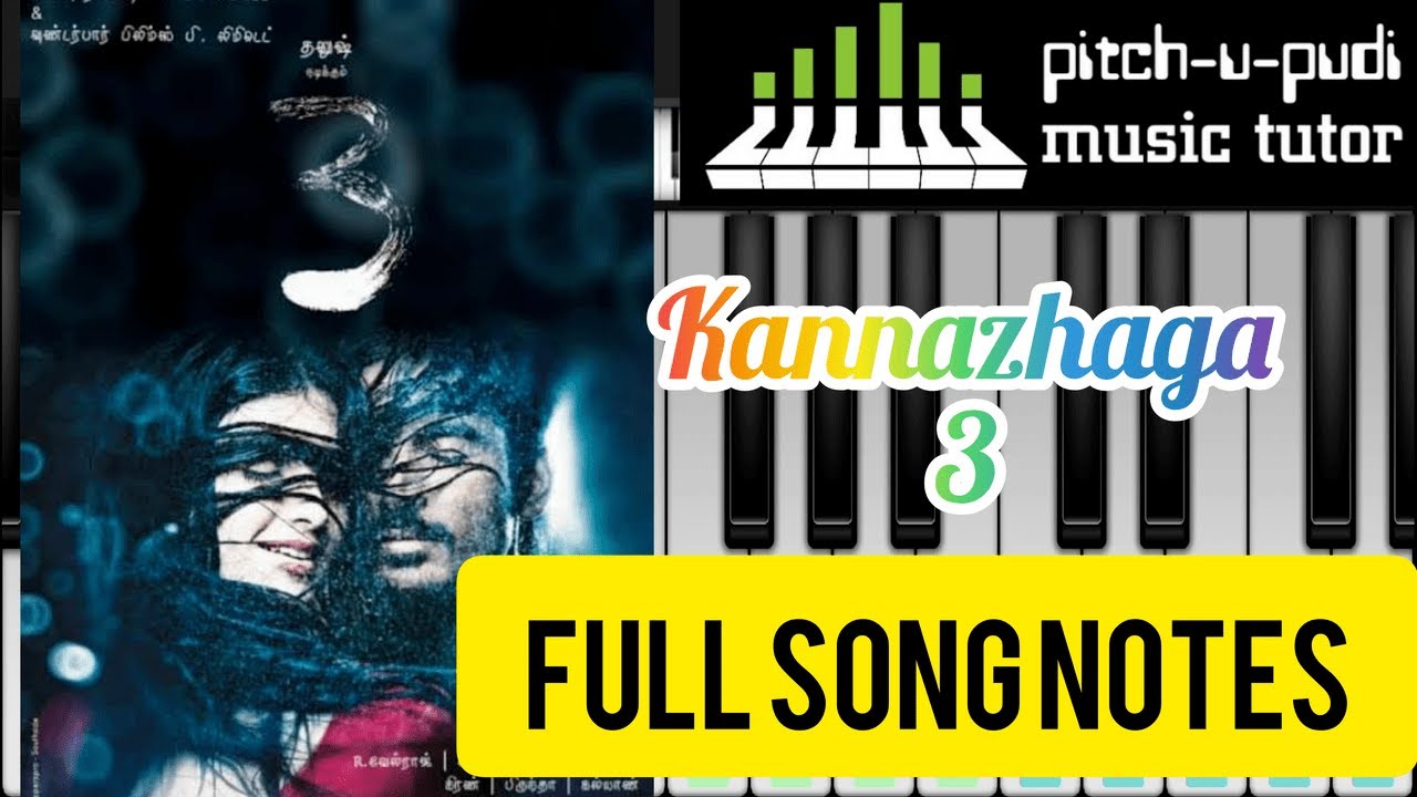 Kannazhaga Song | 3 movie | piano tutorial | Dhanush | Shruthi Hasan | Pitch-u-pudi