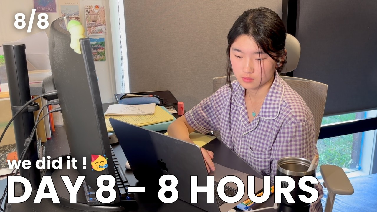 Day 8 | 8-Day Study Stamina Challenge 📚🔋 (8 Hours, real sound, 1h /10m)