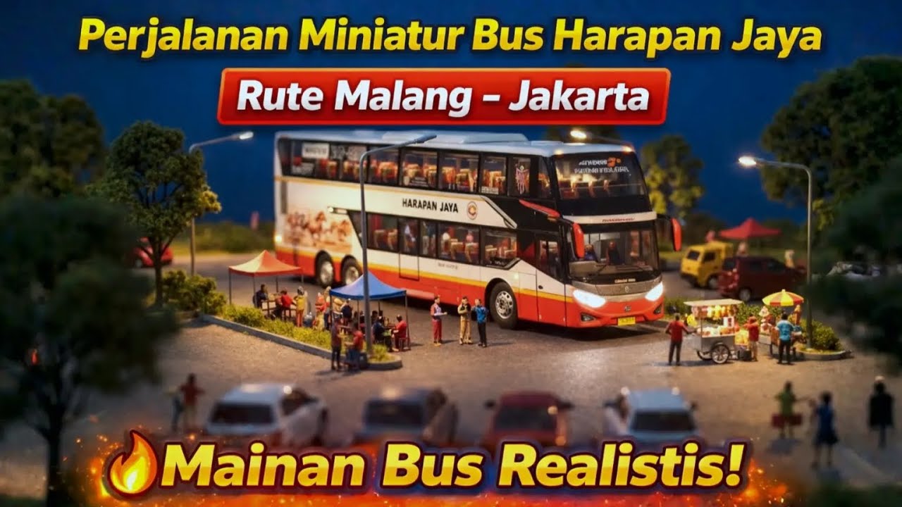 Perjalanan Miniatur Bus Harapan Jaya | Rute Malang – Jakarta | Mainan Bus Realistis
