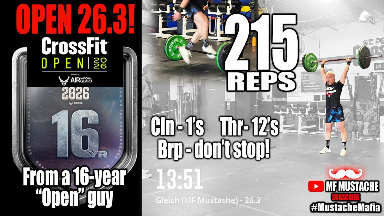 CrossFit Games 2026 OPEN 26.3 – Берпи, рывки и трастеры – 215 повторений в категории Masters 45-49!