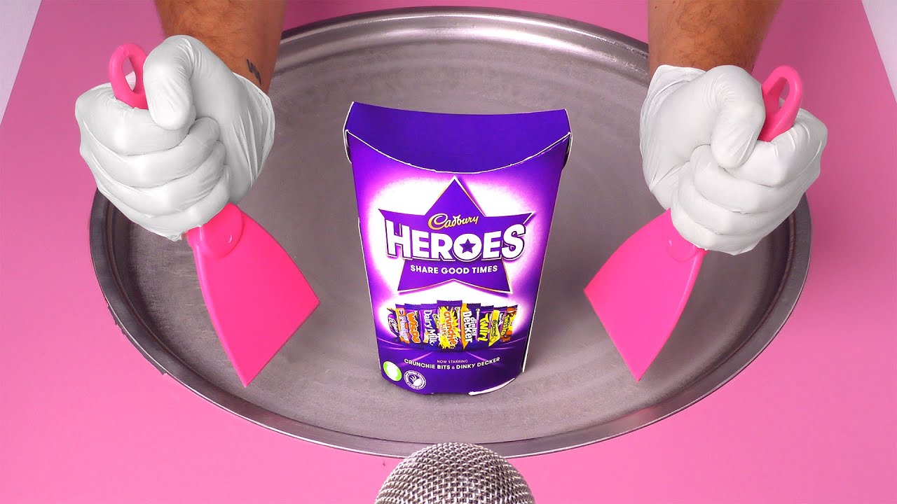 Cadbury HEROES - Ice Cream Rolls | how to make a Mix of Chocolate Bars to Ice Cream | Candy ASMR