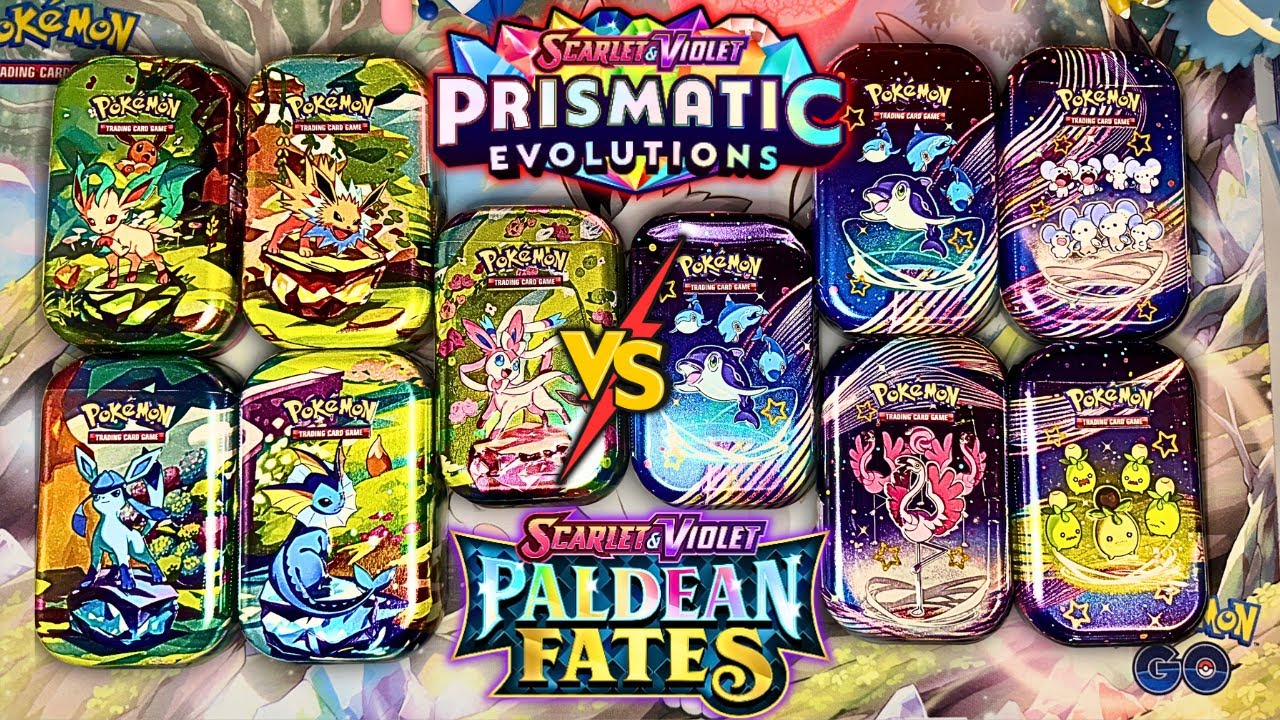 Prismatic Evolutions VS Paldean Fates Pokemon Mini Tins Battle!