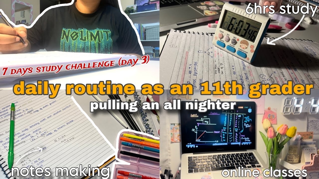 My daily routine as 11th grader ✨🌸 7 days study challenge 📚✏️ ( Day 03 ) Pulling an all nighter 🌙