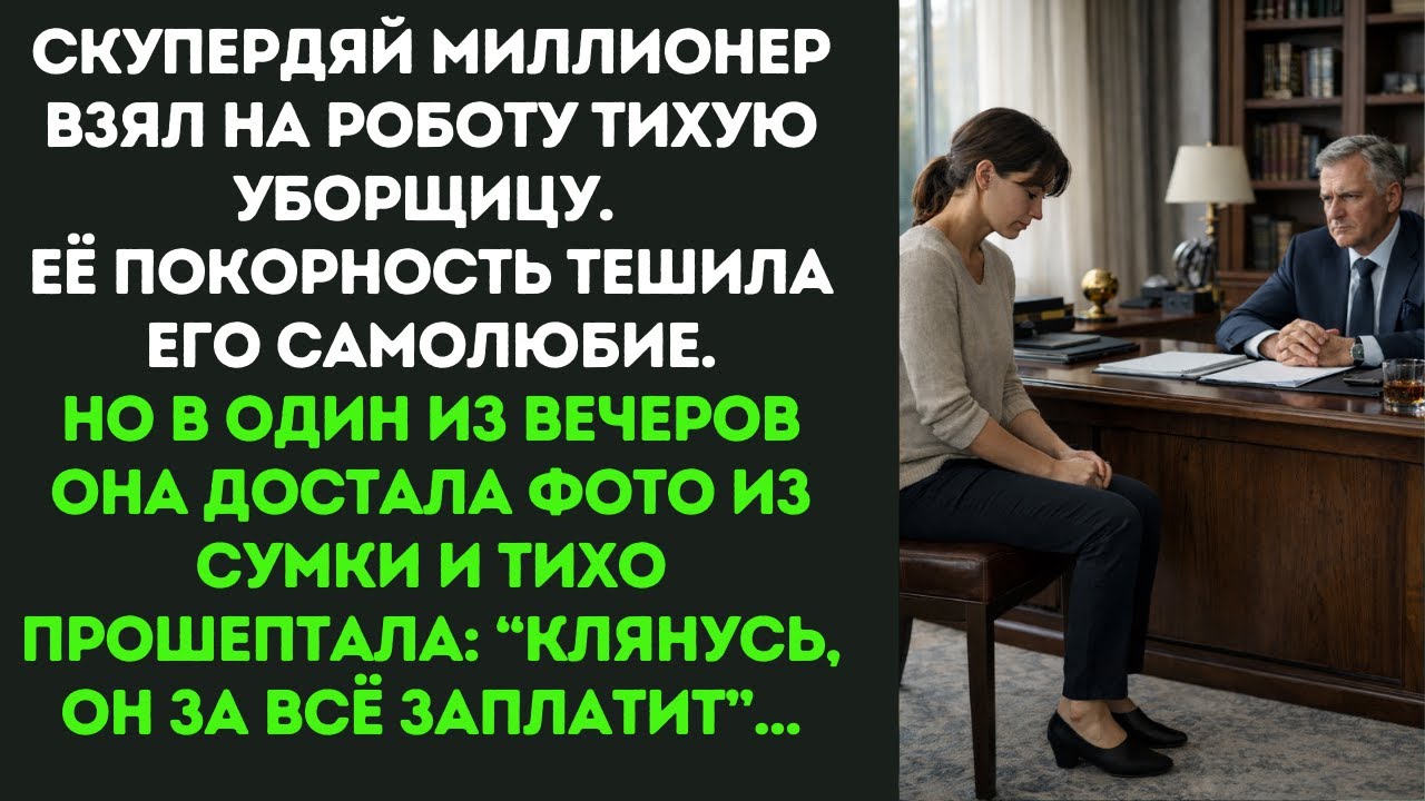 Скупердяй миллионер взял на роботу тихую уборщицу. Её покорность тешила его самолюбие.