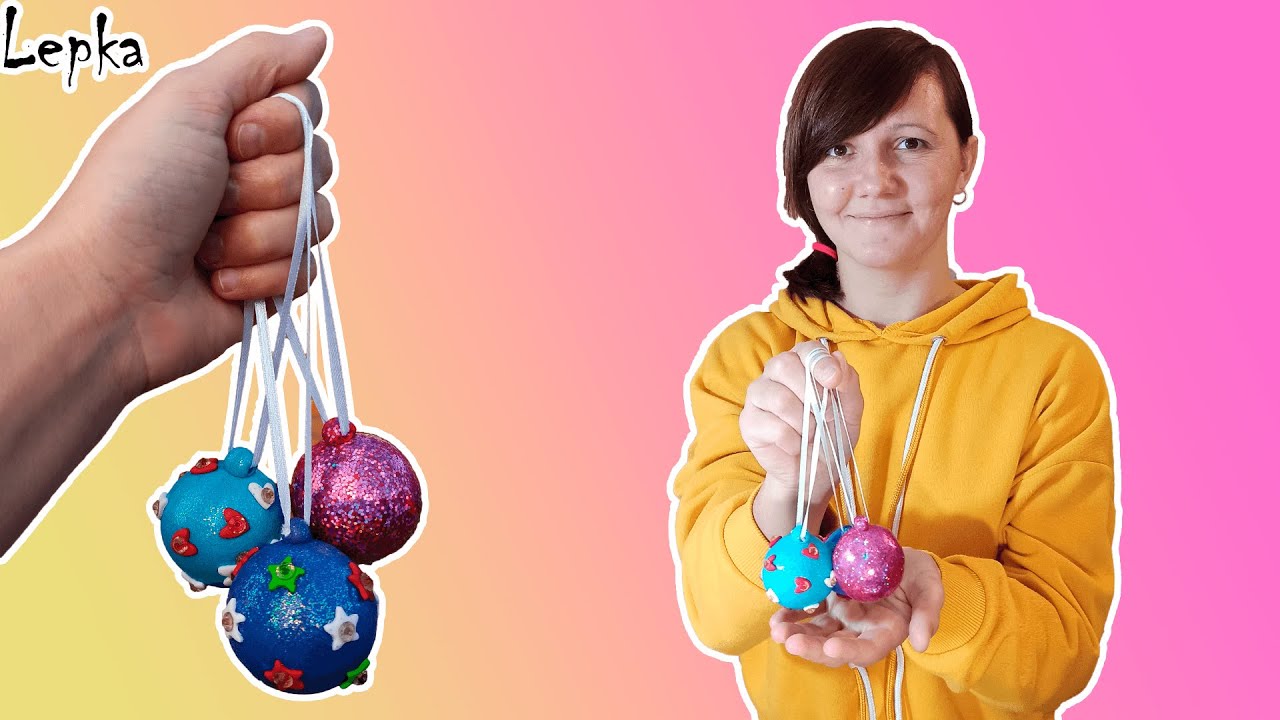 🎄Новогодние игрушки шары своими руками из полимерной глины