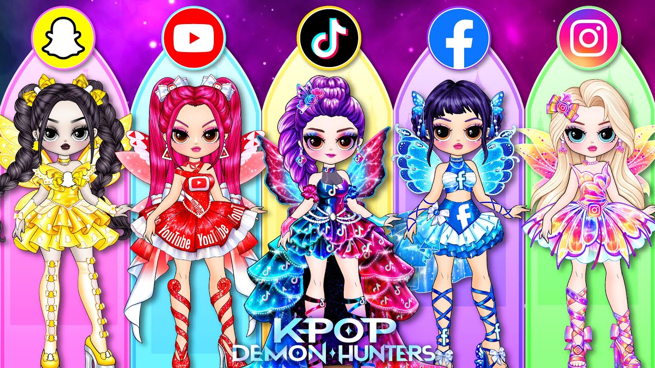 K-Pop Demon Hunters: Social Media Fairy Glow Up for Rumi, Mira & Zoey! | DIY Fashion Paper Dolls