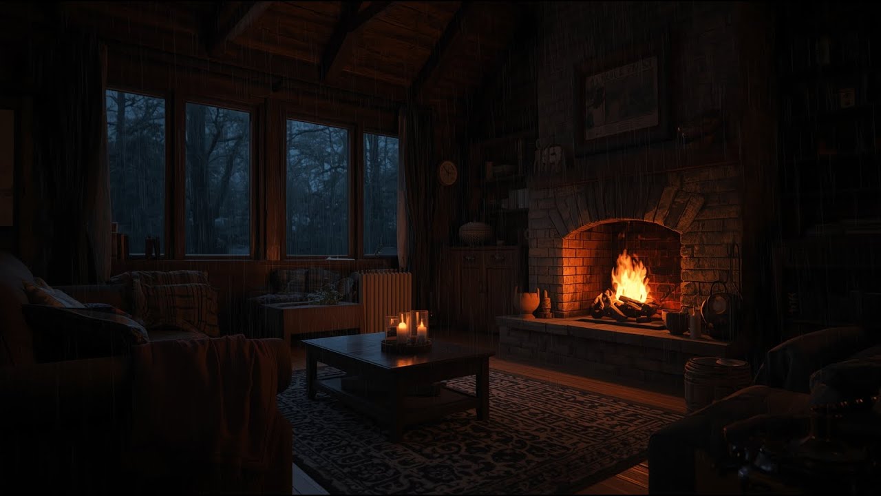 If Your Mind Won’t Stop | Rain on a Cozy Living Room at Night (2 Hours)