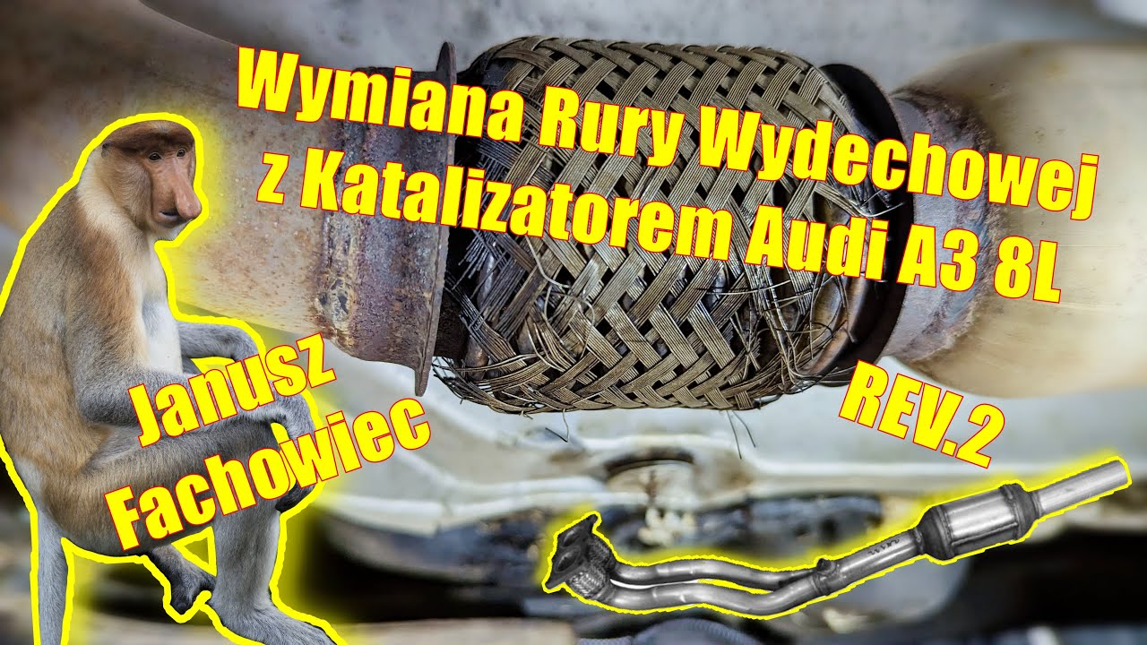 Замена выхлопной трубы на катализатор REV.2 Audi A3 8L 1.8 92kW Janusz Fachowiec