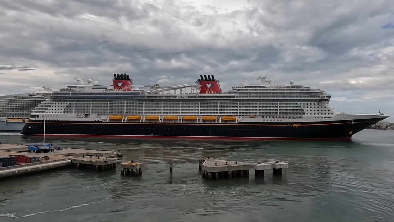 Disney Wish Sail Away and 3 Ships Blast Horns #disneywish #mscdivina #oasisoftheseas #shiphorn