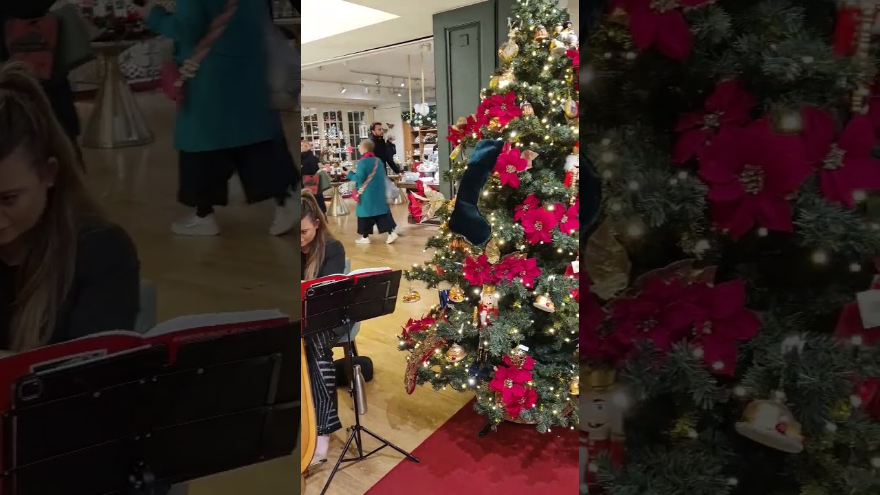 Walking in the Air played by a harpist at Fortnum & Mason, London, 7th October December 2022