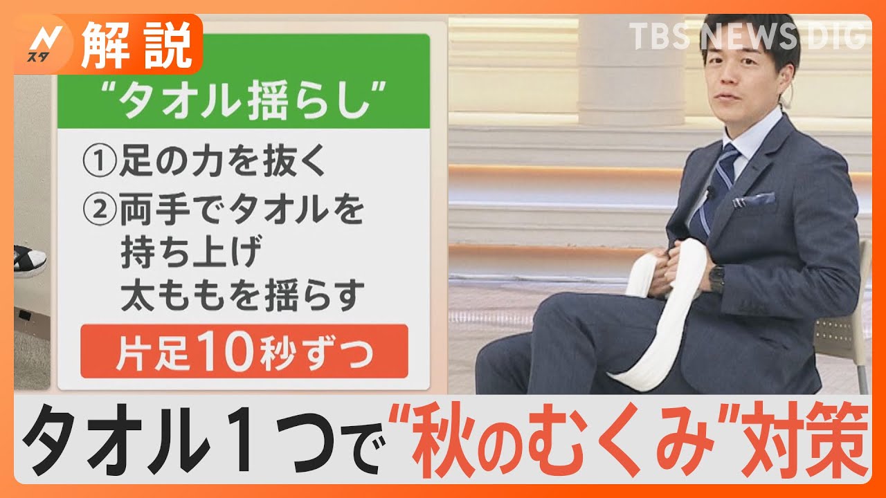 「これだけで！？」寒暖差で気になる”秋のむくみ”　血行改善に”タオル揺らし”【Nスタ解説】｜TBS NEWS DIG