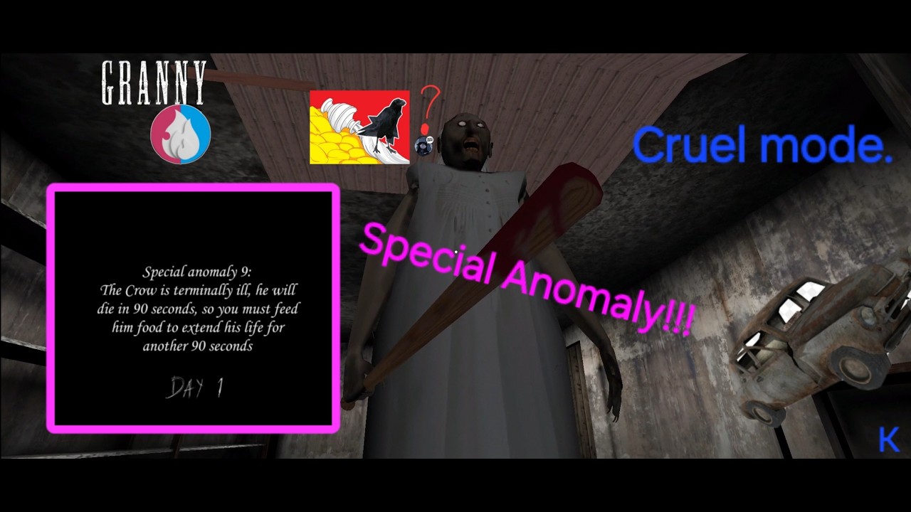 Granny mod pack by LUB: Cruel mode - Car escape. With 9 anomaly with crow.