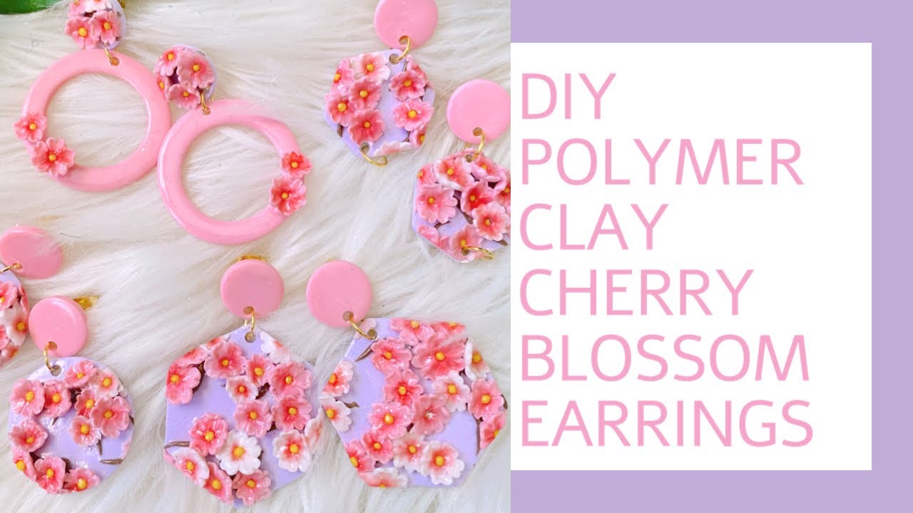 Polymer Clay Cherry Blossom | Sakura Earrings Tutorial | How To Make Polymer Clay Earrings