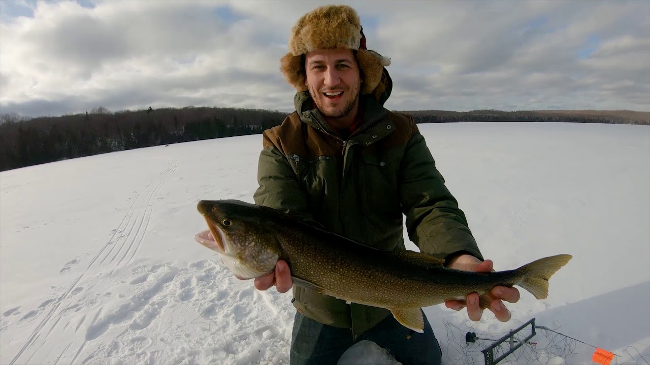 Ice FIshing Lake Trout in Upper Michigan