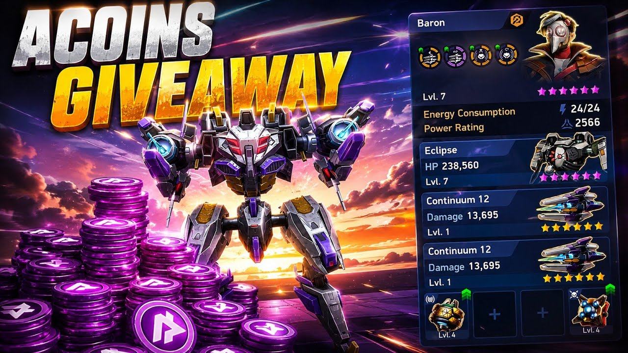 Free 4000 Acoins Giveaway #22 | Eclipse and Continuum 12 | Mech Arena