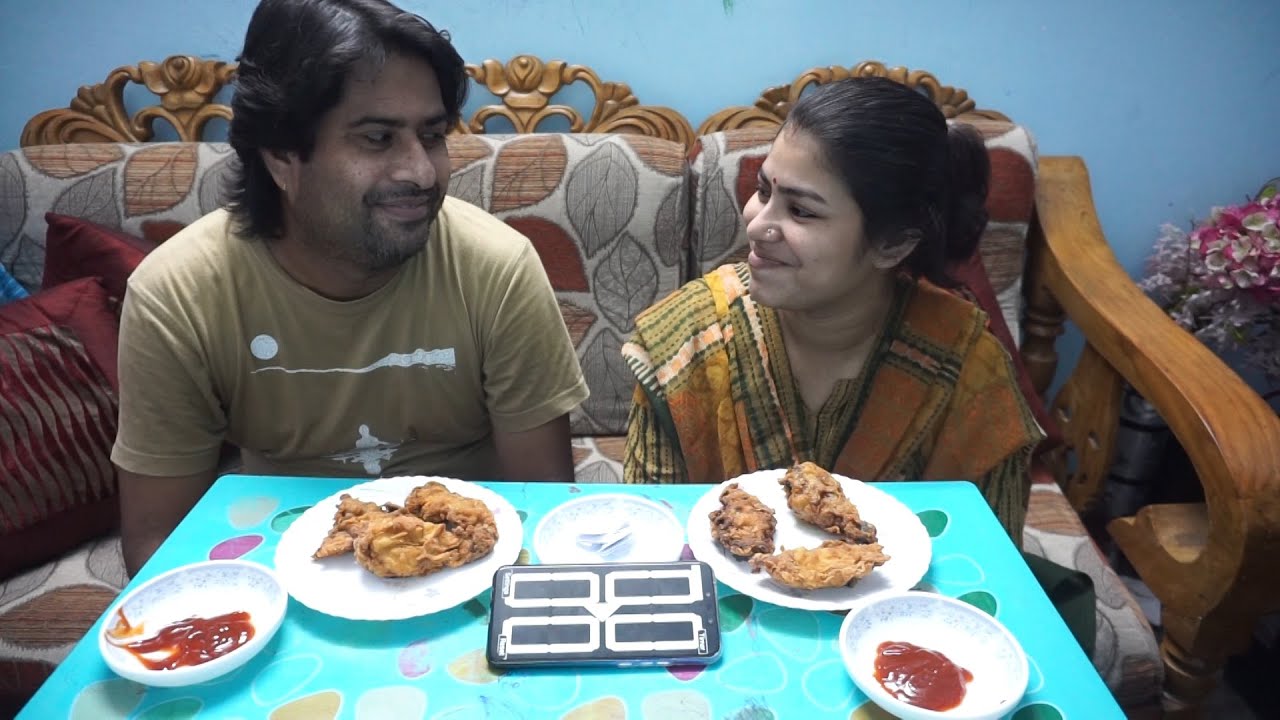 KFC style chicken fry eating challenge | husband vs wife eating competition