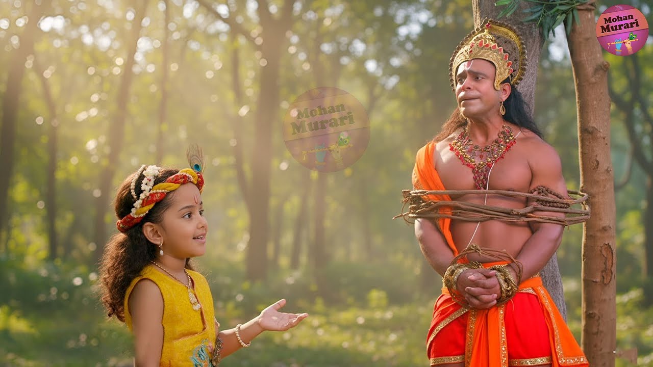 आख़िर क्यों बाल कान्हा ने हनुमान जी को रस्सी से बाँधकर दंड दिया? || YMKN || यशोमती मैय्या के नंदलाला