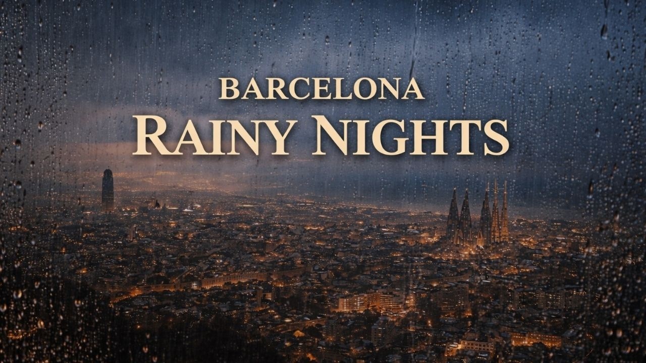 Barcelona Rainy Cityscape – 1940’s Retro Jazz Vibes | Instrumental