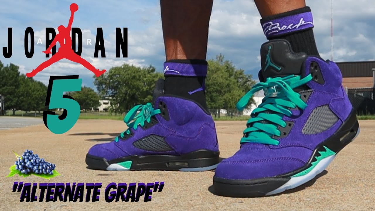 EARLY LOOK!! JORDAN 5 ALTERNATE GRAPE" REVIEW & ON FEET W/ LACE SWAPS!!