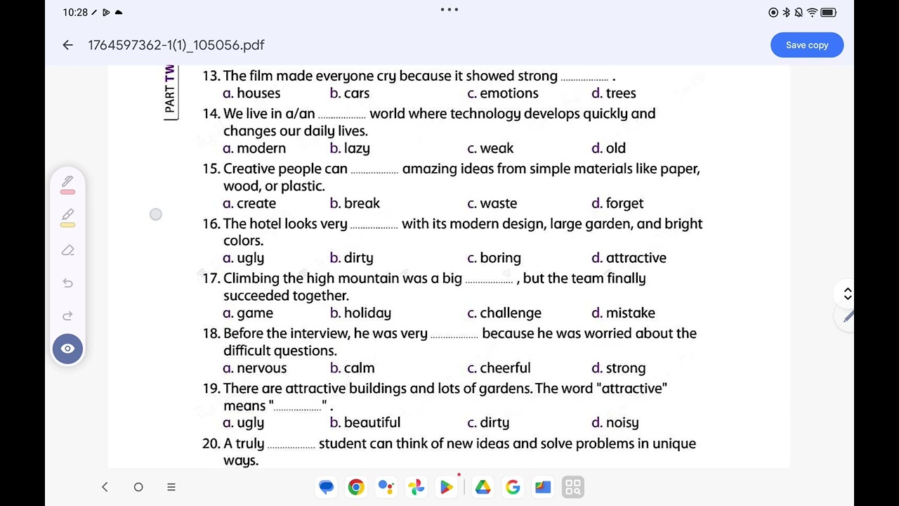 تالتة اعدادي اسئلة multiple choice Part 1