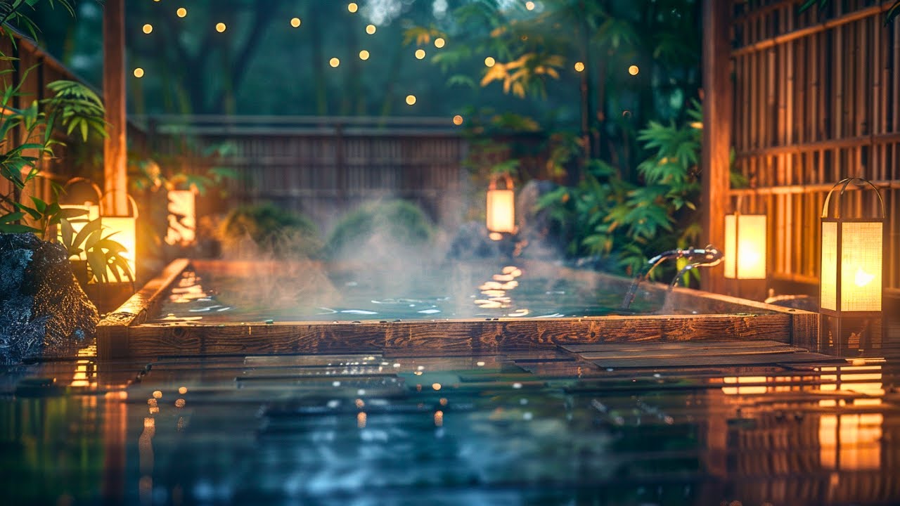 Sleep in a Japanese Onsen 🌙| 2.5H of Japanese Ambience Music for Deep Sleep & Stress Relief