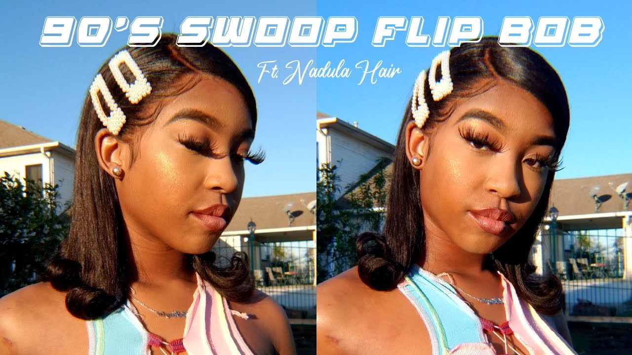 90's Inspired Side Swoop Bob With Flipped Ends | Ft. Nadula Hair