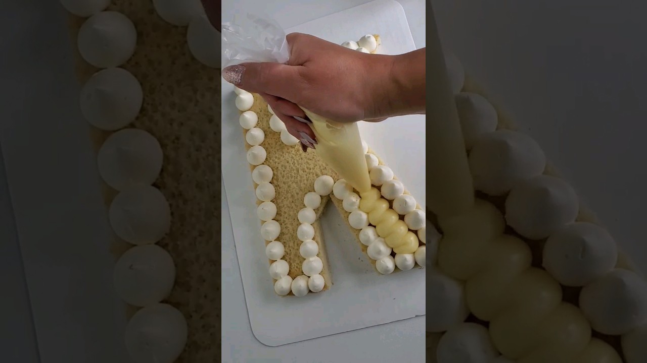 Letter Cake part 2 (filling and stacking) #cake #cakedecorating #cakes #lettercake #numbercake